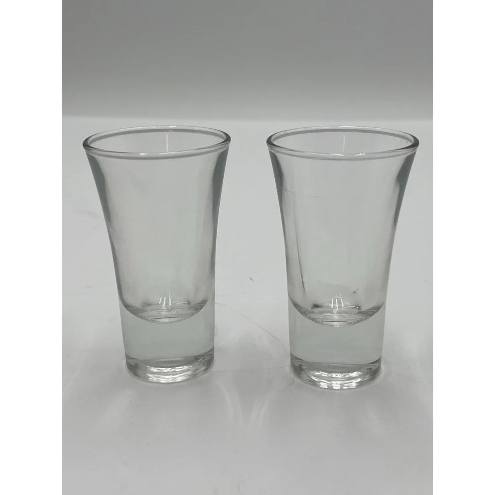 Set of 2 Clear Glass Shot Glasses Heavy Base 4.25